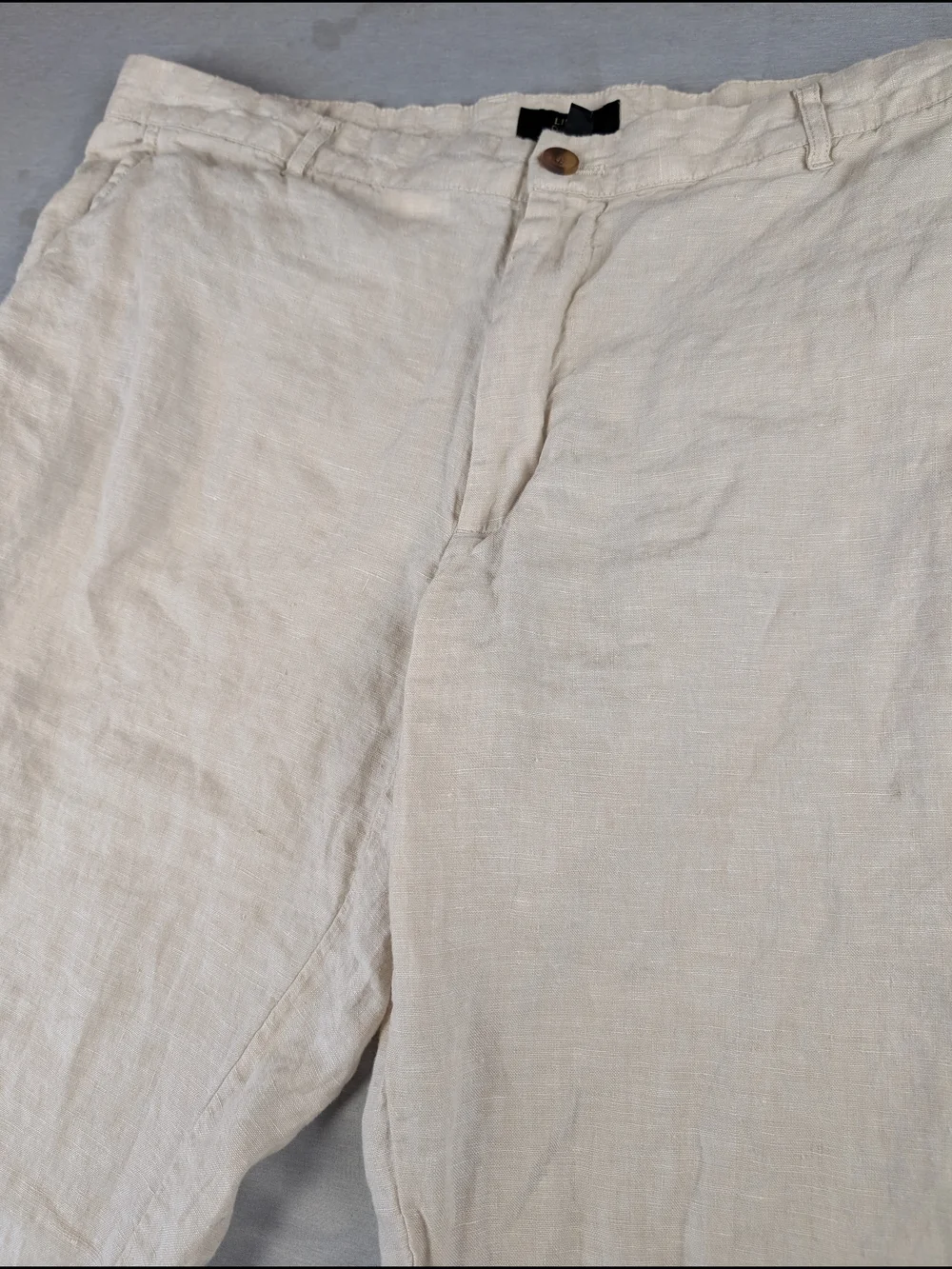 Club Room Luxury Cream Linen Men's Casual‎ Pants 40WX32 Regular Fit Straight Leg